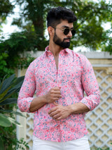 pink printed shirt