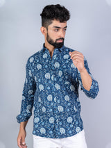 printed blue shirt