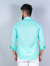 Sea Green Embroidered Full Sleeves Cotton Shirt