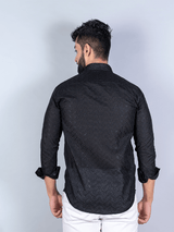 Black Embroidered Full Sleeves Cotton Shirt - Tistabene