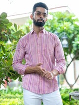 pink striped printed shirt