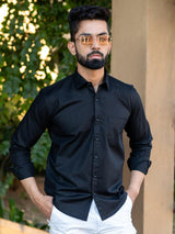 Black Linen Full Sleeve Shirt - Tistabene