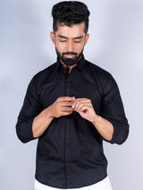 Black Linen Full Sleeve Shirt - Tistabene