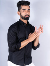 Black Linen Full Sleeve Shirt - Tistabene