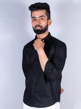 Black Linen Full Sleeve Shirt - Tistabene