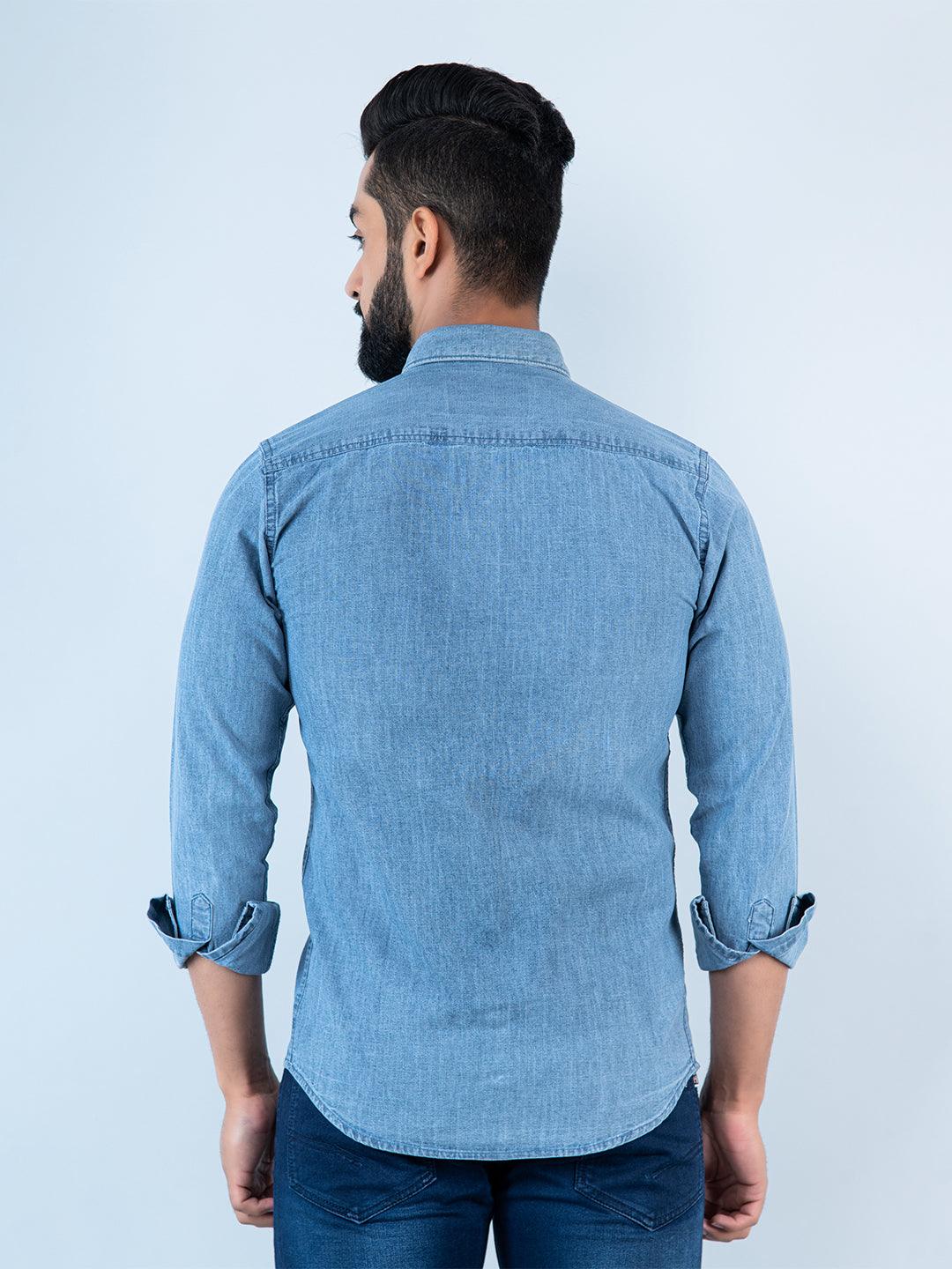 Buy 18+ Men Dark Blue Denim Faded Casual Shirts (L) Online at Best Prices  in India - JioMart.