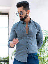 Solid Grey Denim Shirt