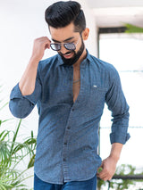 Solid Blue Denim Shirt