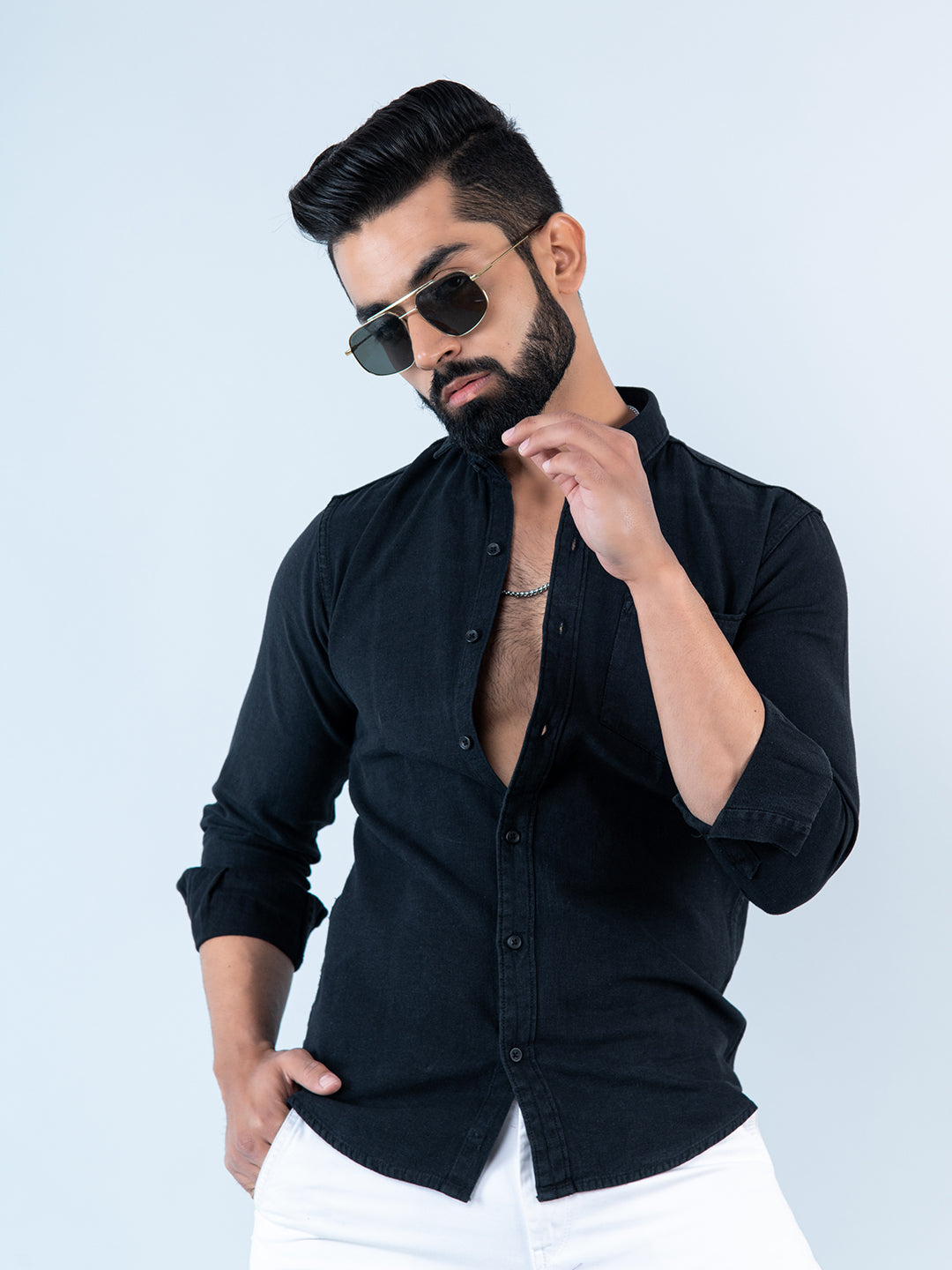 Buy online Black Denim Shirt from shirts for Men by Southbay for ₹1689 at  35% off | 2024 Limeroad.com