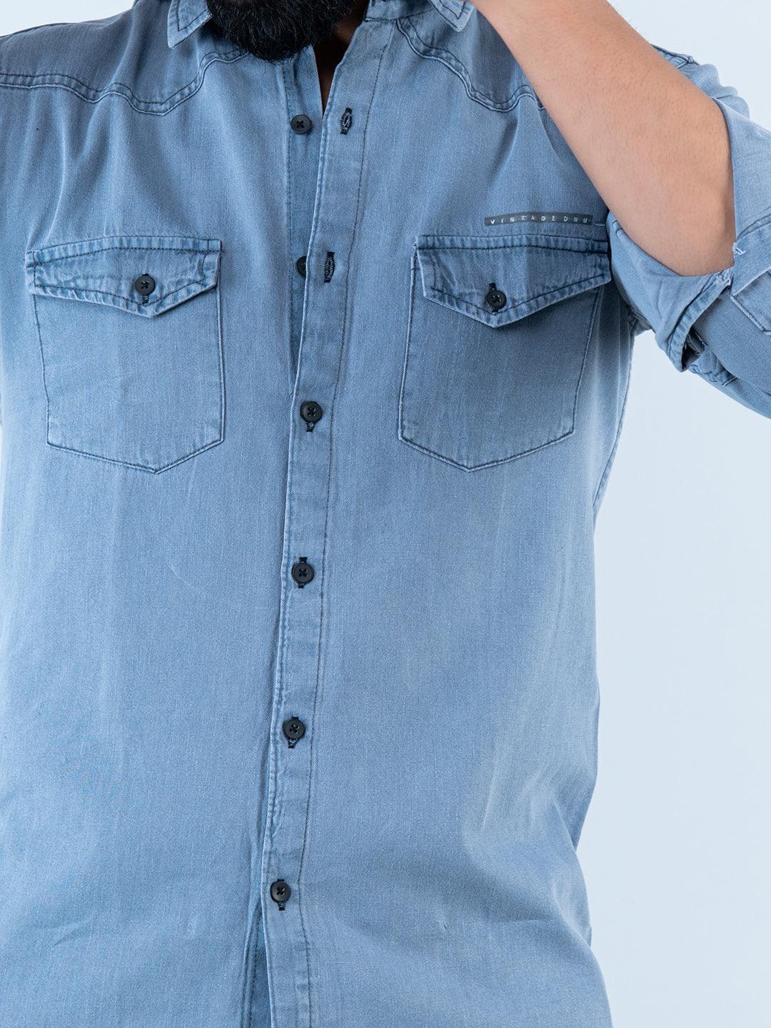 Buy Dark Blue Denim Full Sleeves Shirt for Men Online at SELECTED HOMME|  140152501