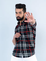 Black Checks Crepe Full Sleeves Shirt For Men