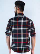 Black Checks Crepe Full Sleeves Shirt For Men