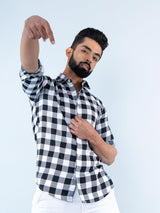 black and white check shirt for men