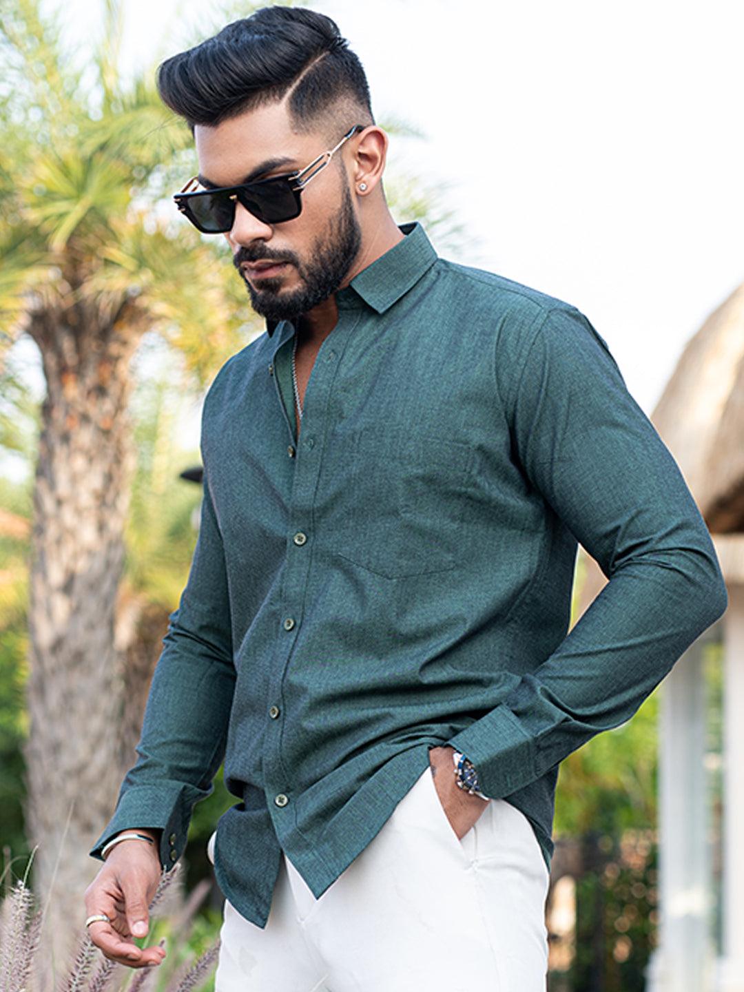 Dark green shop shirt online