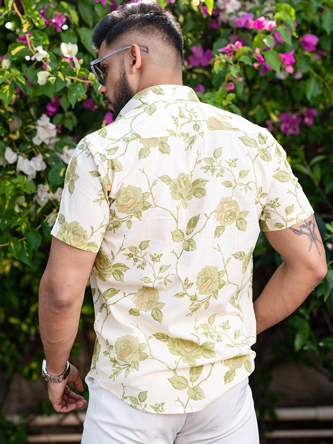 Green flower outlet shirt