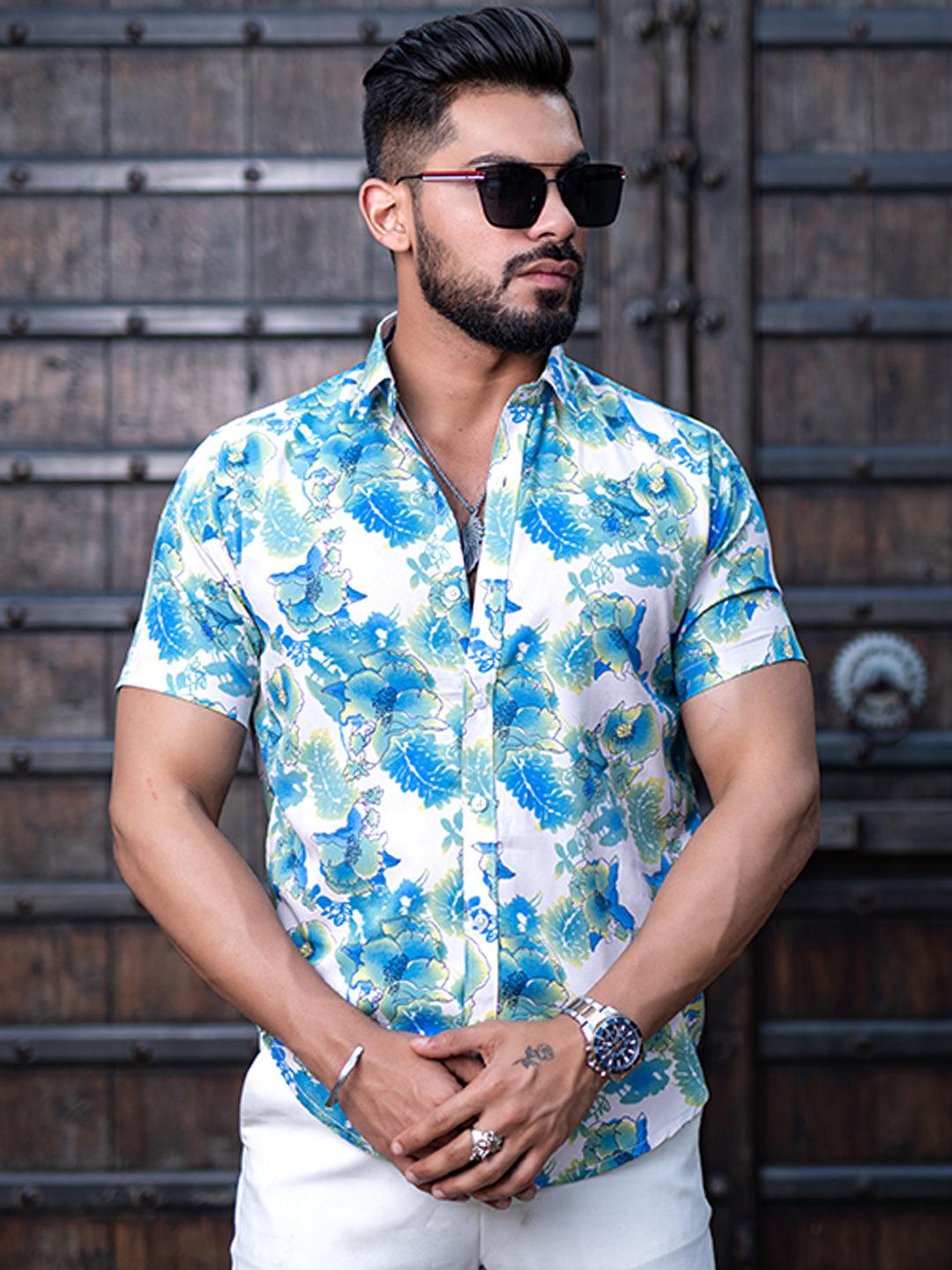 Shop Floral tapestry print crepe shirt