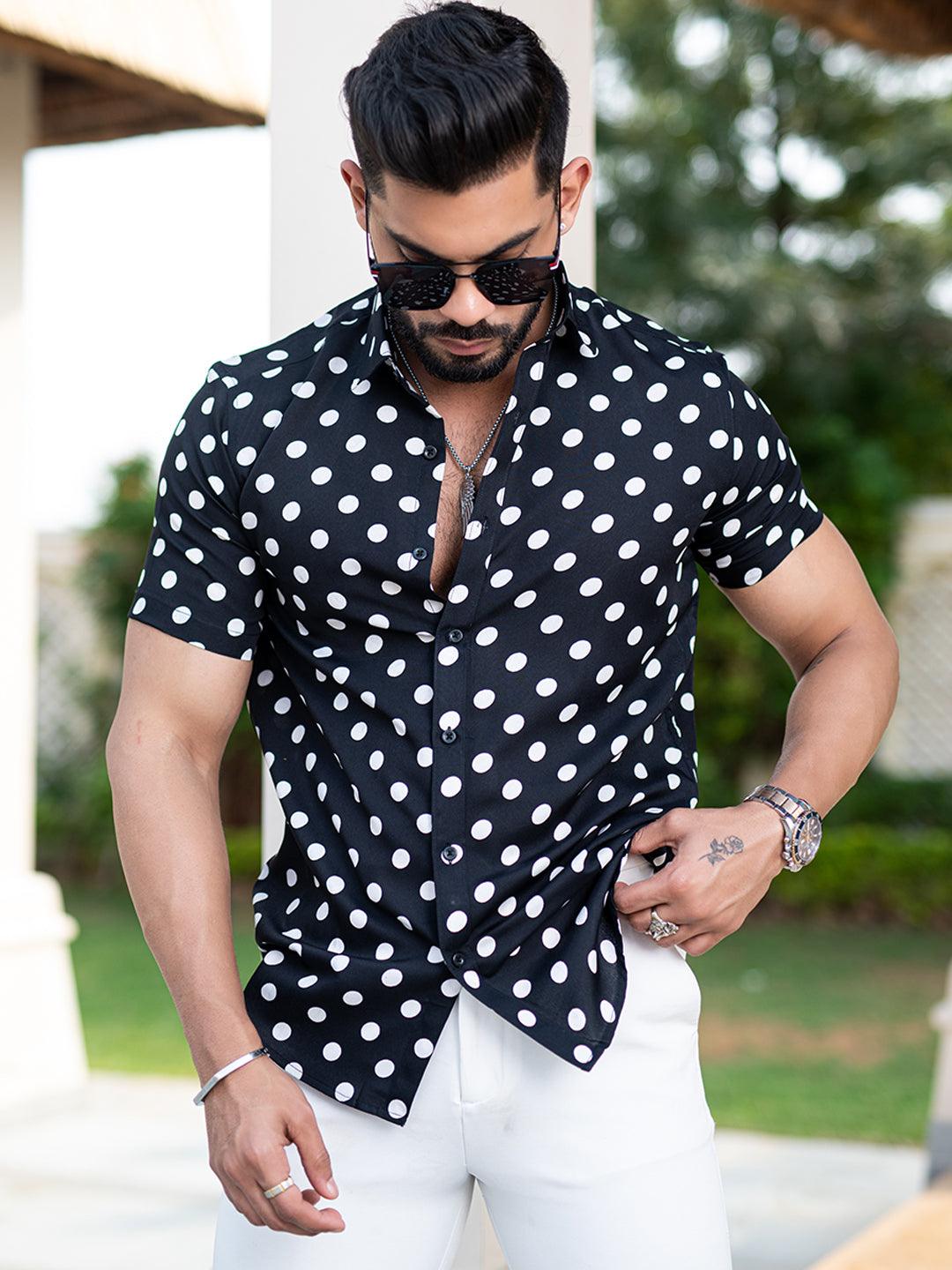 Polka dot short sleeve hot sale shirt