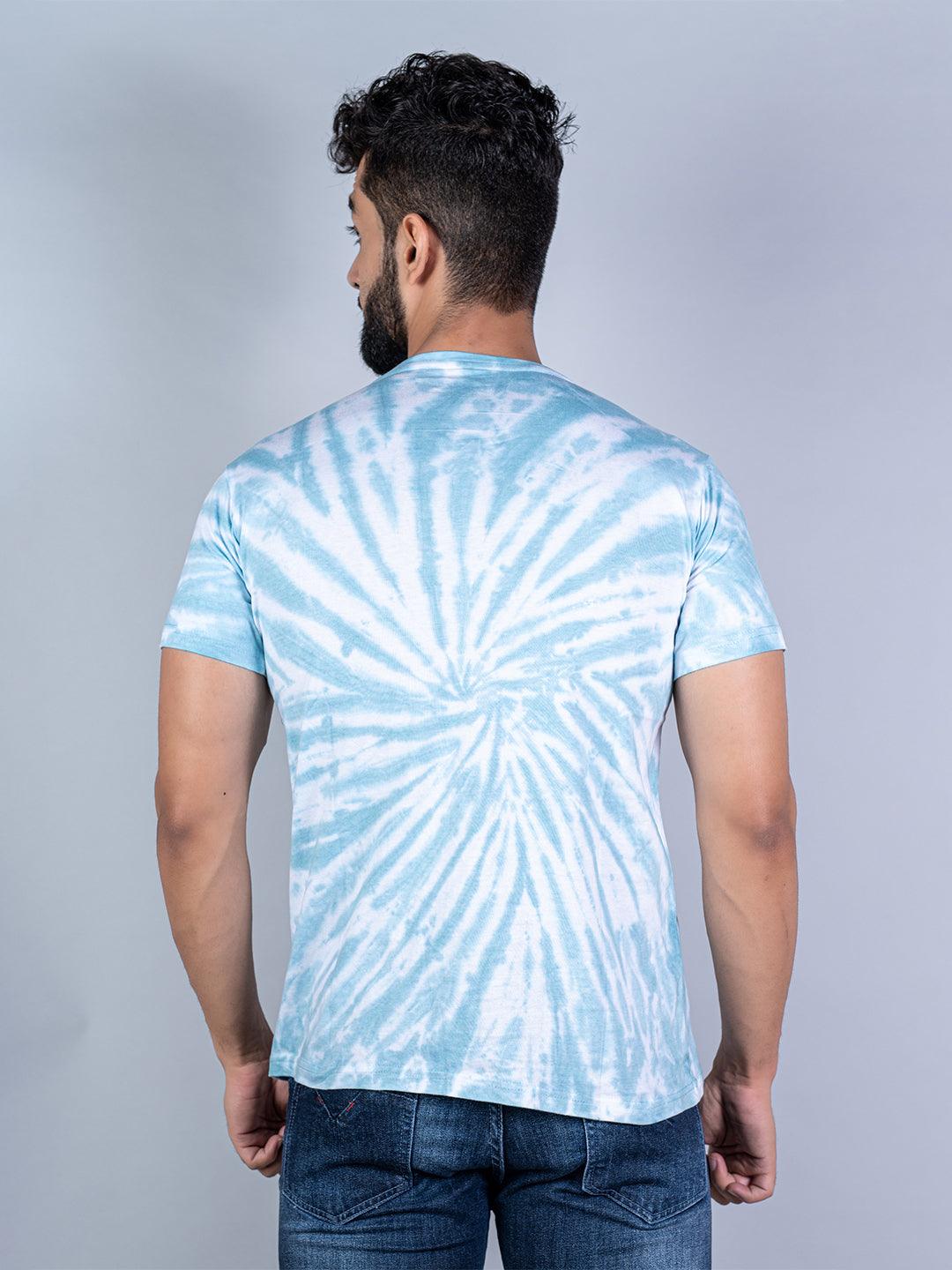 Buy Faded Blue Color Infini-tee Printed Tie-Dye Cotton T-Shirt Online | Tistabene XL