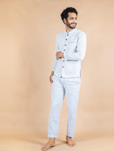 Mandarin Collar 3 Layer Mulmul Night Suit - Tistabene