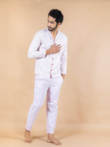 Mandarin Collar 3 Layer Mulmul Night Suit - Tistabene