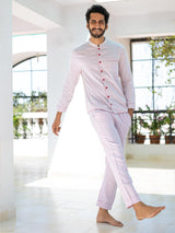 Cuban Collar 3 Layer Mulmul Night Suit - Tistabene