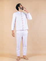 Cuban Collar 3 Layer Mulmul Night Suit - Tistabene