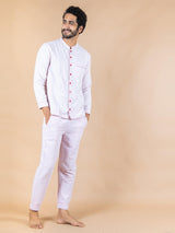 Cuban Collar 3 Layer Mulmul Night Suit - Tistabene