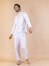 Cuban Collar 3 Layer Mulmul Night Suit - Tistabene