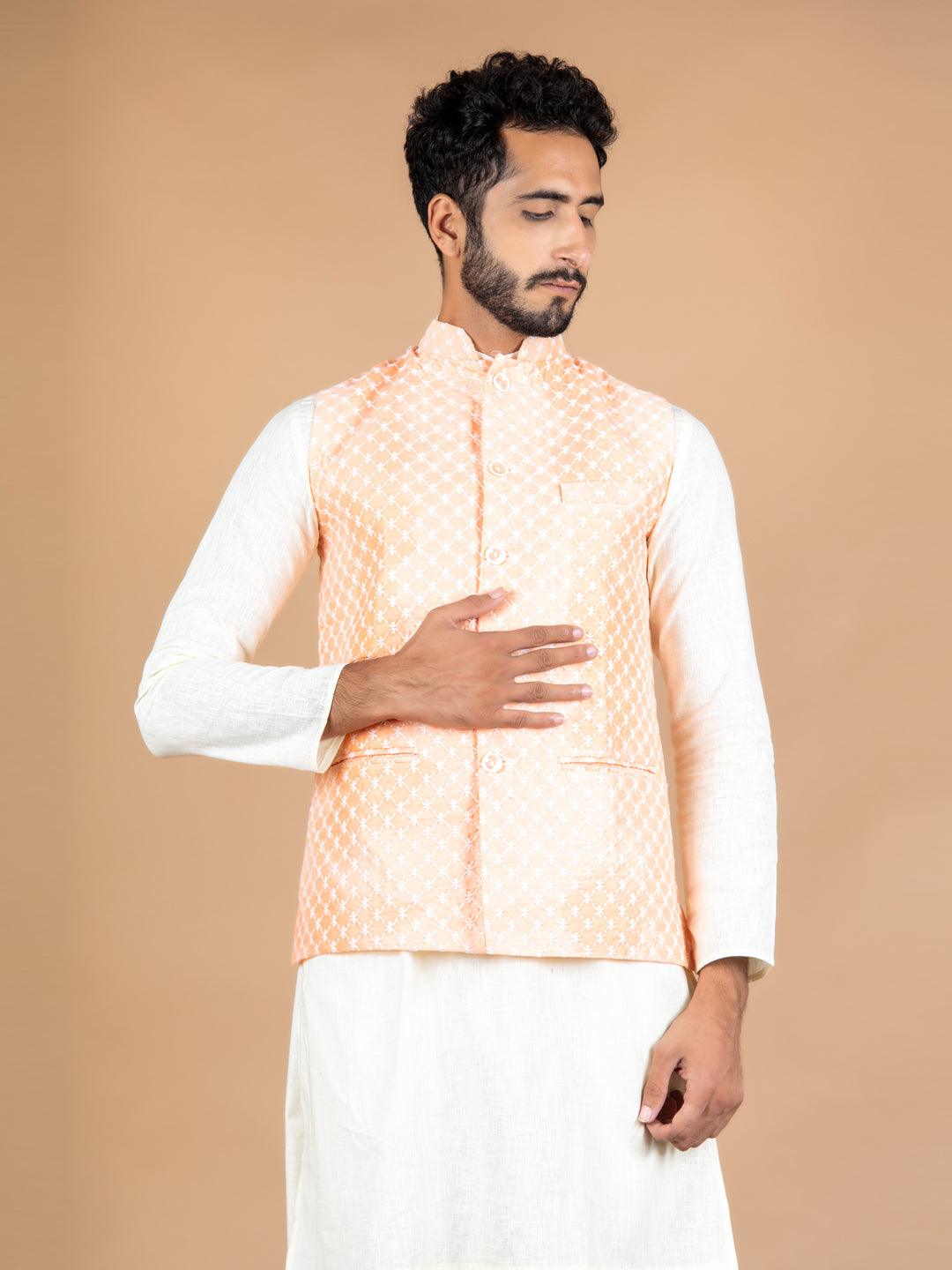 $52 - $64 - Peach Nehru Jacket Online Shopping