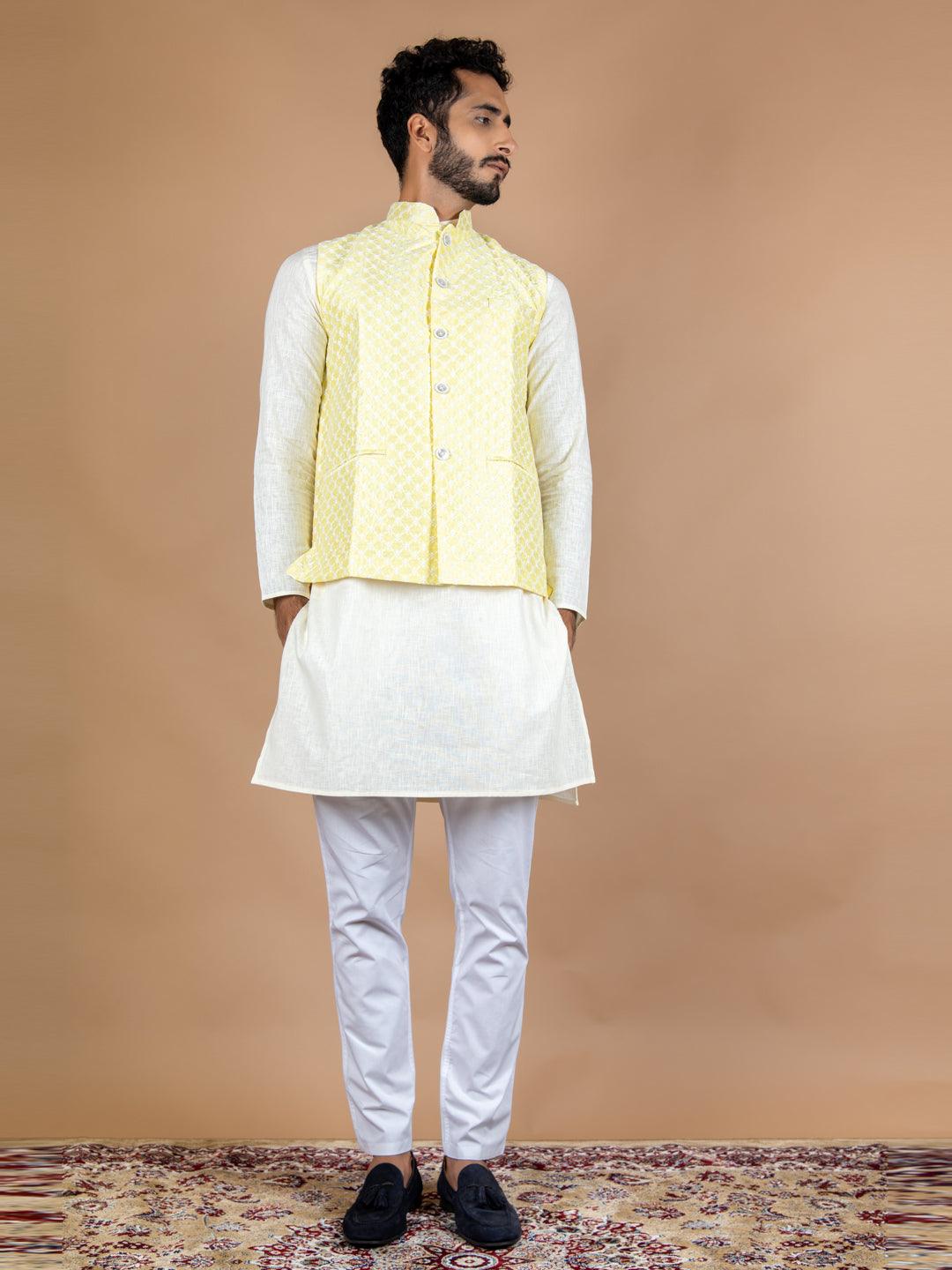 Buy Superminis Full Sleeves Solid Kurta Pajama With Floral Embroidered Chikankari  Nehru Jacket Set Sky Blue for Boys (2-3Years) Online in India, Shop at  FirstCry.com - 14084770