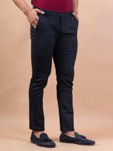 Solid Black Distressed Cotton Pant - Tistabene