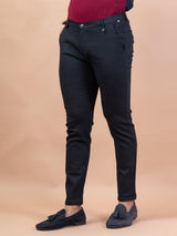 Solid Black Distressed Cotton Pant - Tistabene