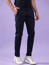 Solid Navy Blue Cotton Pant