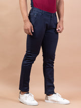 Solid Navy Blue Cotton Pant