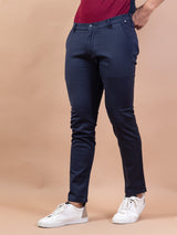 Solid Navy Blue Cotton Pant