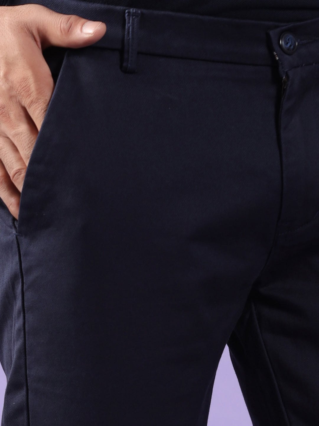 Buy Dark Blue Solid Cotton Chino Pant for Men Online India – t-base