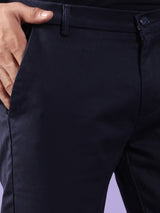 Solid Navy Blue Cotton Pant