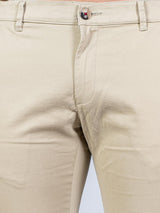 Beige Solid Cotton Twill Trouser - Tistabene