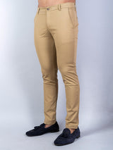 Khaki Solid Cotton Twill Trouser - Tistabene