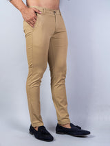 Khaki Solid Cotton Twill Trouser - Tistabene