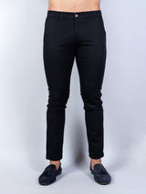 Black Solid Cotton Twill Trouser