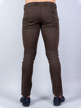 Brown Solid Cotton Twill Trouser - Tistabene