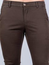 Brown Solid Cotton Twill Trouser - Tistabene