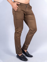 Brown Color Ankle Length Fusion Cotton Pant - Tistabene