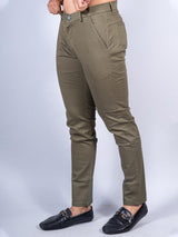 Olive Green Color Ankle Length Fusion Cotton Pant - Tistabene