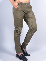 Olive Green Color Ankle Length Fusion Cotton Pant - Tistabene