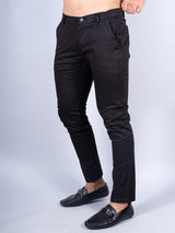 Black Color Ankle Length Fusion Cotton Pant - Tistabene