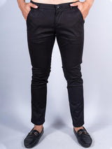 Black Color Ankle Length Fusion Cotton Pant - Tistabene