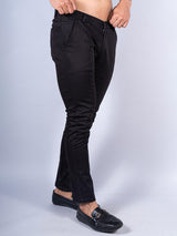 Black Color Ankle Length Fusion Cotton Pant - Tistabene