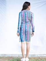 African Printed Shirt Dress With Belt For Women